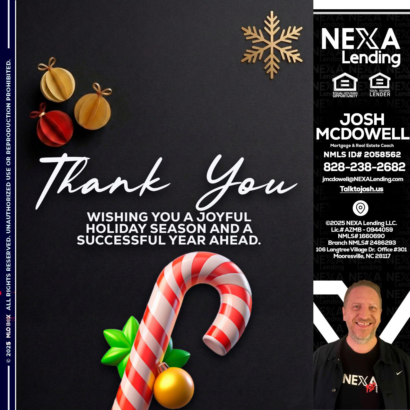 THANK YOU - Joshua Mcdowell -Mortgage Loan Officer