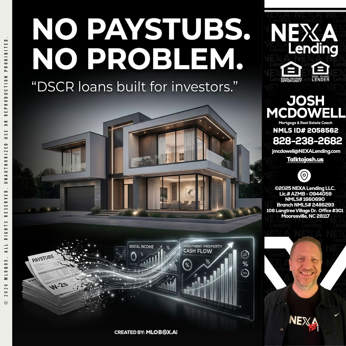 no paystub - Joshua Mcdowell -Mortgage Loan Officer